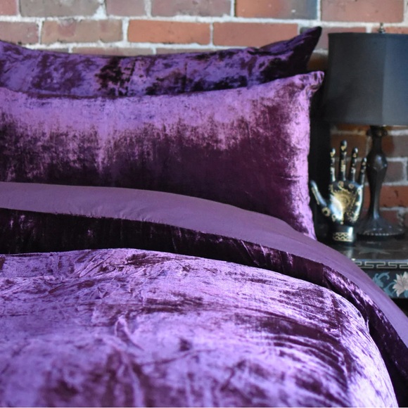 Comforter & pillow cases king sized crushed velvet quilted satiny silky shimmer - Picture 11 of 11